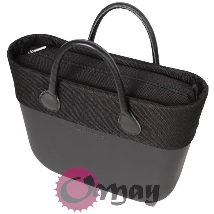 CZARNY organizer OBAG MINI +OPASKA struktura splot 2 kieszenie OMAY