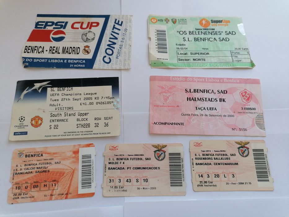 Bilhetes de futebol antigos