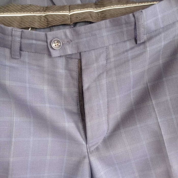 Garnitur w kratę granatowy ślub wesele elegancki wełna