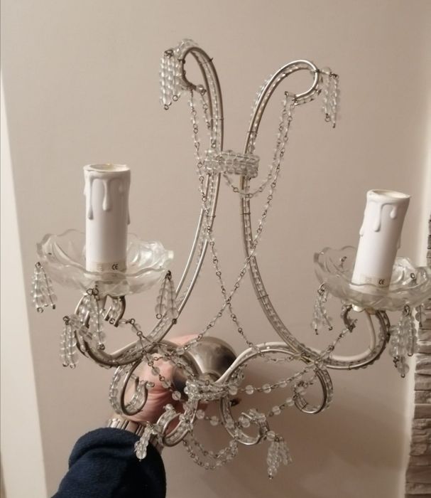 Kinkiet retro, lampa srebrna