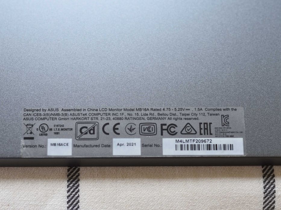 monitor przenośny, zewnętrzny ASUS ZenScreen MB16ACE 15,6"