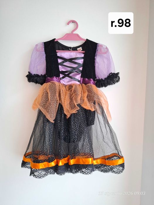 Strój Halloween Czarownica Sukienka Body Tiul r. 98 (2-3 lata)