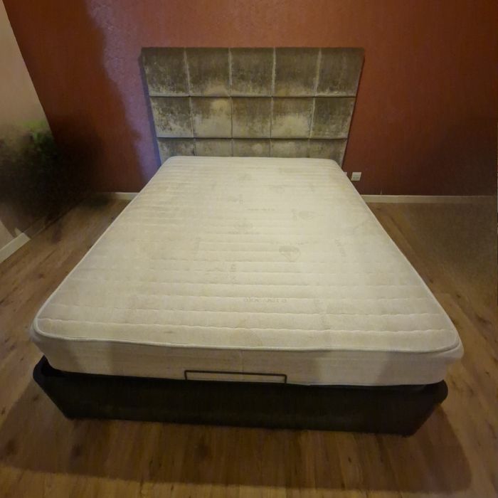 Conjunto Cama Casal: Sommier Rebatível + Cabeceira Estofada + Colchão Lusocolchão Mónaco