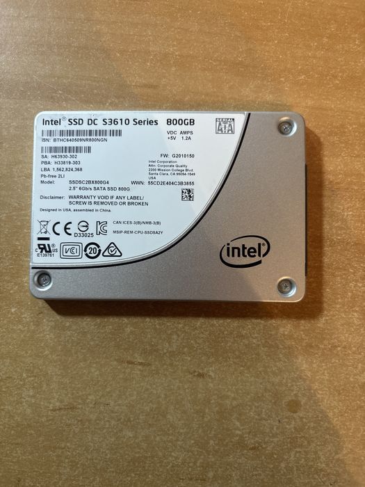 Dysk intel 800GB SSD SATA DC S3610 6G 2,5 SSDSC2BX800G4