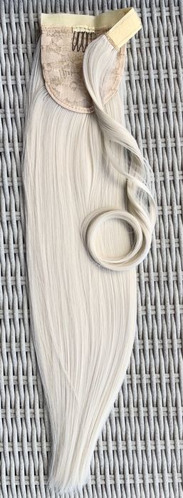 Premium Ultra włosy doczepiane, platynowy blond, kucyk, treska 253.
