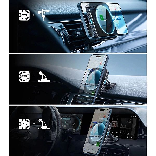 Esr Halolock Magnetic Magsafe Vent Car Mount Wireless Charger Qi2/15W