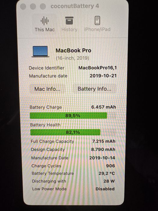 Macbook pro 16 2019 a2141 16/512 i7 radeon 5300m