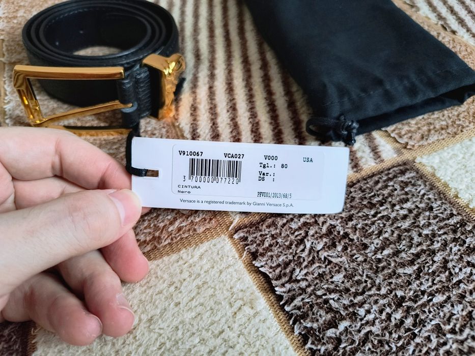 Ремінь Versace Printed Elk Gold Medusa Buckle Belt Blue 80