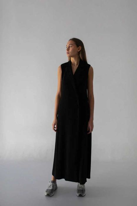 Vestido comprido smoking, Massimo Dutti