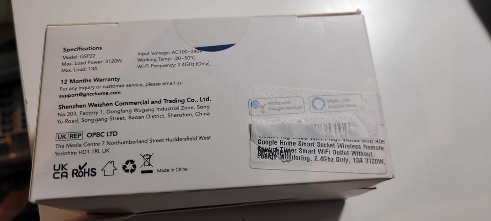 Zestaw 2x Inteligentne Gniazdko Wi-Fi Smart Plug GNCC + Przejściówki PL