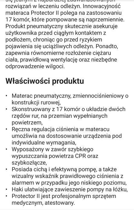 Materac przeciwodleżynowy Herdegen Rurowy 85 cm x 190 cm Protector II
