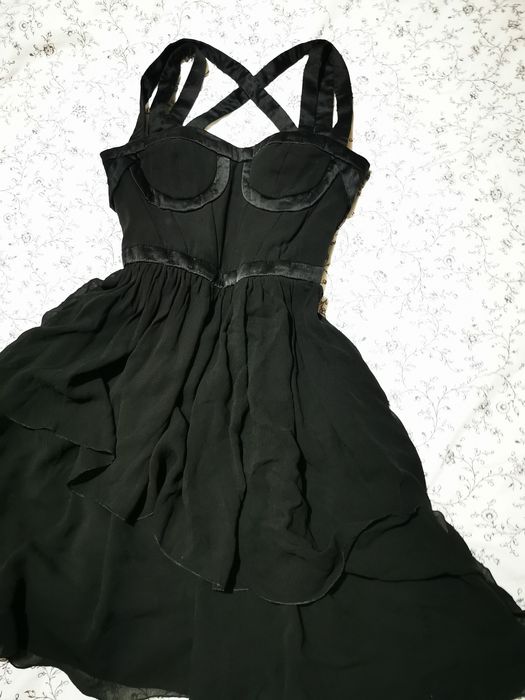 Czarna Sukienka jedwabna Versace for HM 36