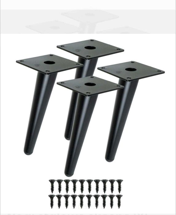 Noga meblowa 4 szt | czarny mat | szpilka skośna| noga do fotela