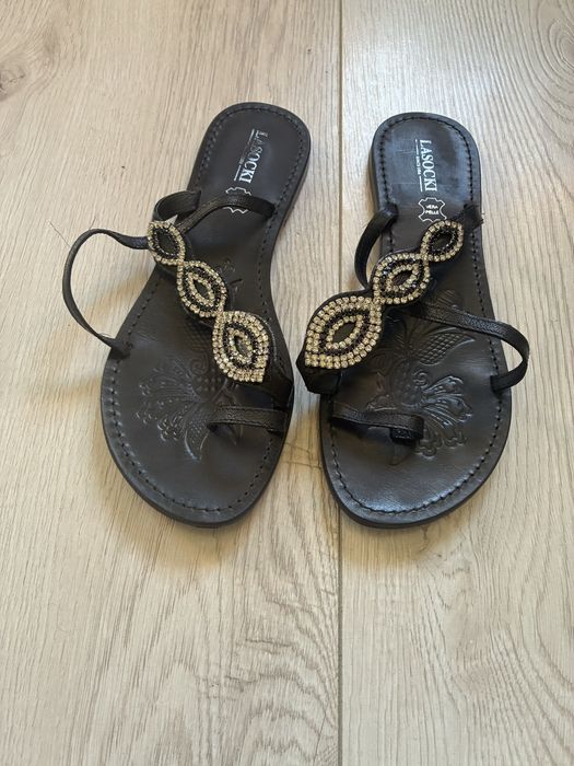 Klapki ze skóry naturalnej Lasocki