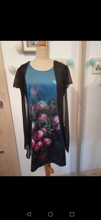 Sukienka tunika z kwiatami rozmiar XL