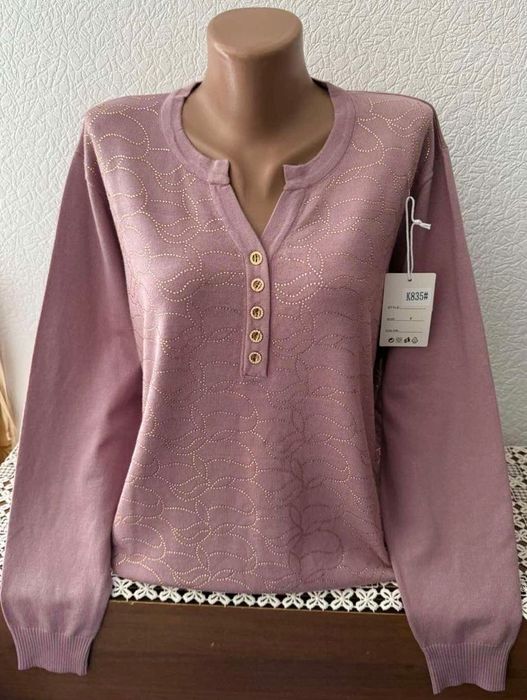 Жіноча кофтинка з люрексом лілового кольору,розмір 56, ОГ 118 см, нова
