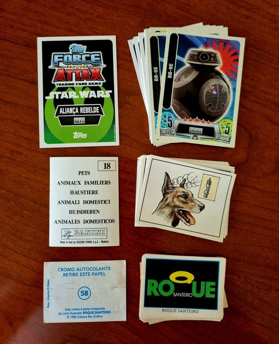 Animais Familiares Roque Santeiro Star Wars cromos Panini cartas