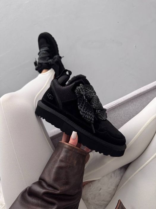 кросівки чорні  UGG Lowmel  угі кроси зимові на хутрі ловмел