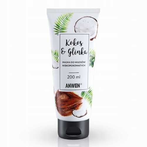 ANWEN Maska do włosów niskoporowatych Kokos & Glinka 200ml