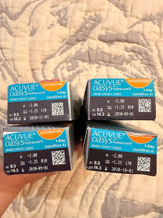 Торичні одноденні лінзиAcuvueOasys1-Day with HydraLuxe for Astigmatism