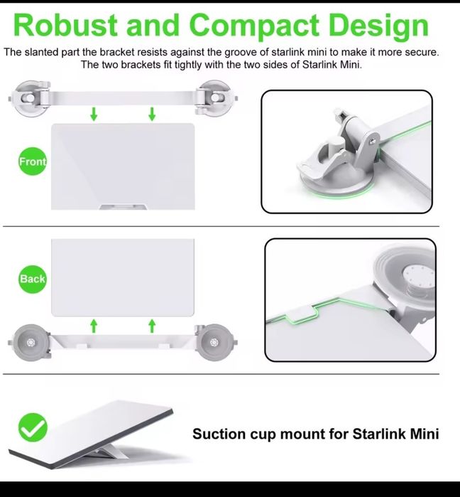 Кріплення Starlink Mini на скло / авто  4 присоски