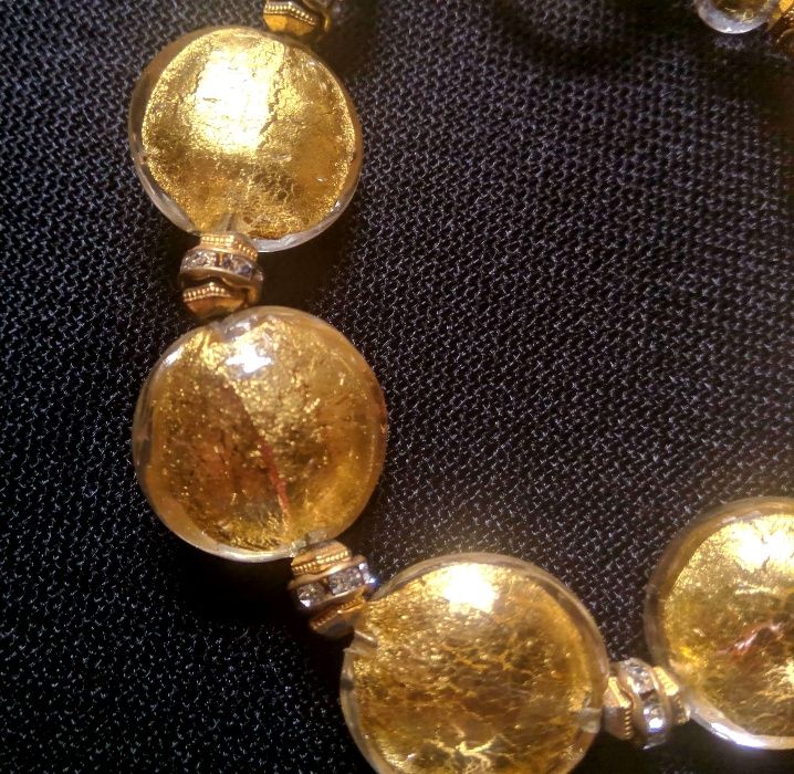 Bracelete Vidro Murano Dourado