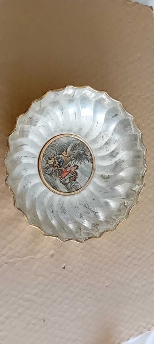 Fruteira Vintage de fabrico italiano  banhada a prata 27 x 7 cm!