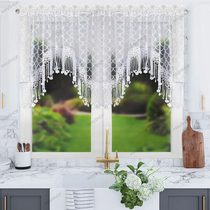 Firana 100x300 fala z gipiurą i cyrkoniami