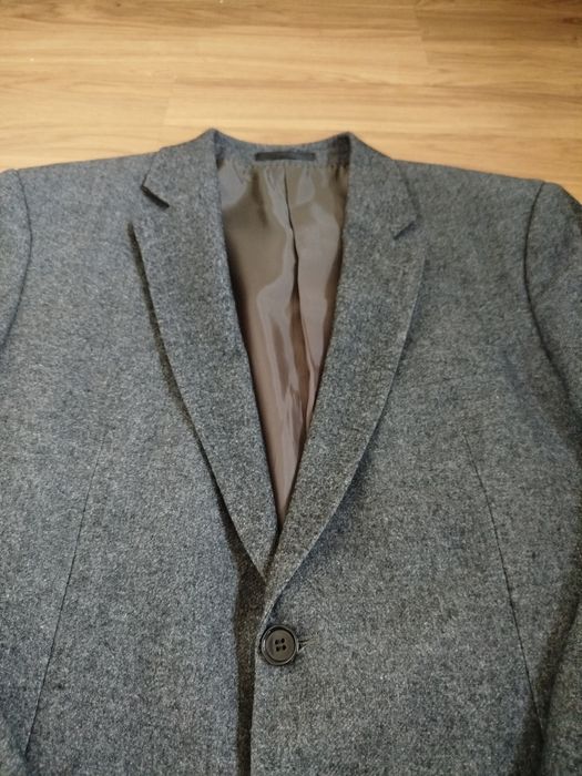 Rover&Lakes klasyczna szara męska marynarka zimowa z łatami XL