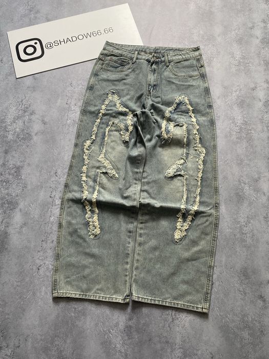 Baggy Jeans FF | Широкі джинси голубі дизайнерскі вишивка archive sk8 y2k opium