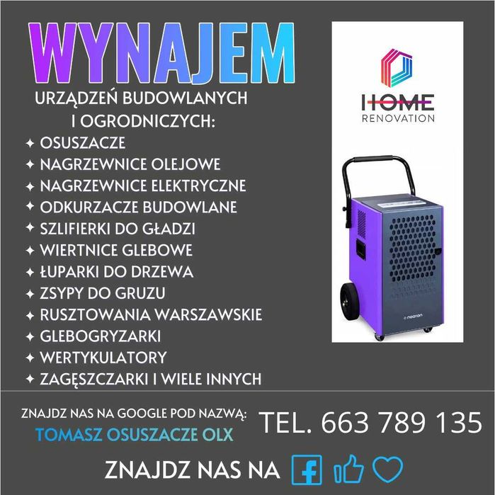 Wynajem osuszaczy powietrza nagrzewnic Wypożyczalnia Wypożyczę Wynajmę