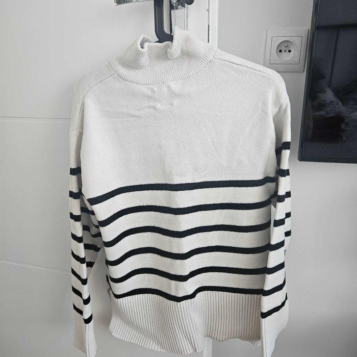 Sinsay sweter w paski pasy z zamkiem golf