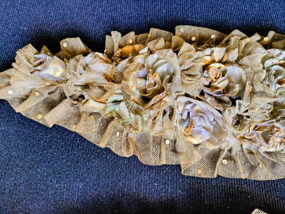 Par de palmitos artesanato arranjo floral tons dourados