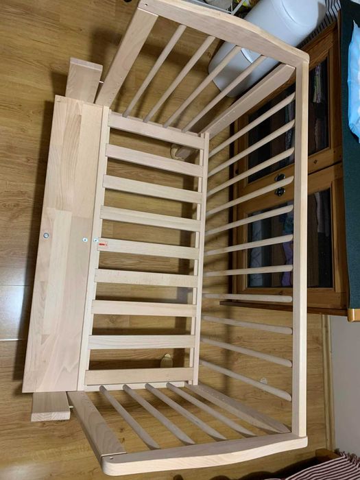 Łóżeczko dostawne 2w1 z materacem Naturalne Waldin