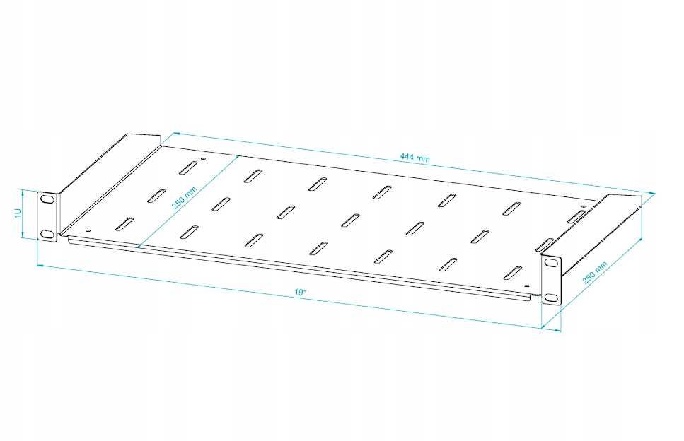 Półka RACK Eco stała czarna 19" 1U 250 mm Perforowana jakość StalFlex