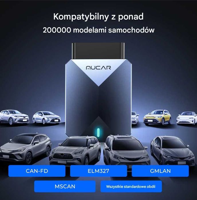 Mucar BT200 Max interfejs diagnostyczny Bluetooth iOS Android j polski
