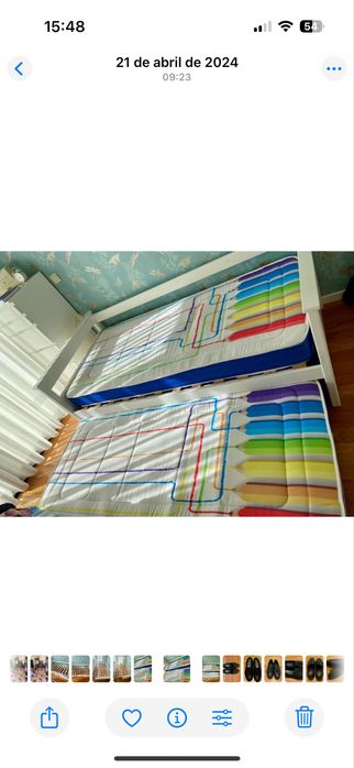 Cama solteiro convertivel em casal. Com 2 colchões.