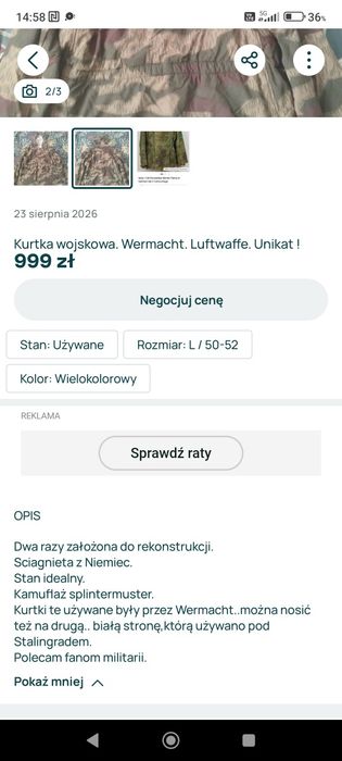Kurtka Wojskowa. Wermacht.