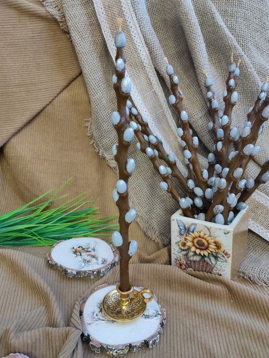 Свічка гілочка верби.вербички. Воскові свічки . Восковые свечи. Гілка