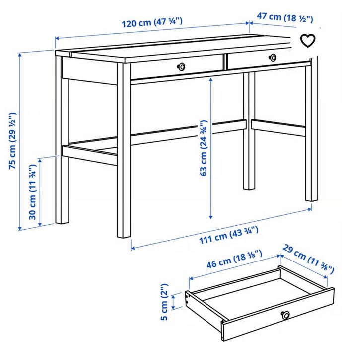 Secretária/ consola IKEA HEMNES BRANCA