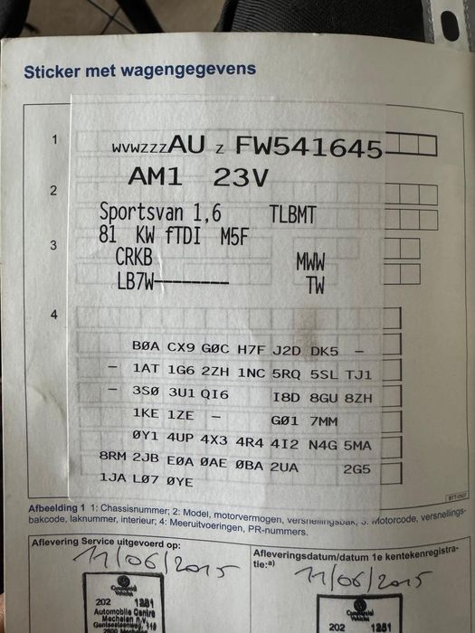 Volkswagen sportsvan  1.6 tdi CRKB LB7W MWW 2016r.