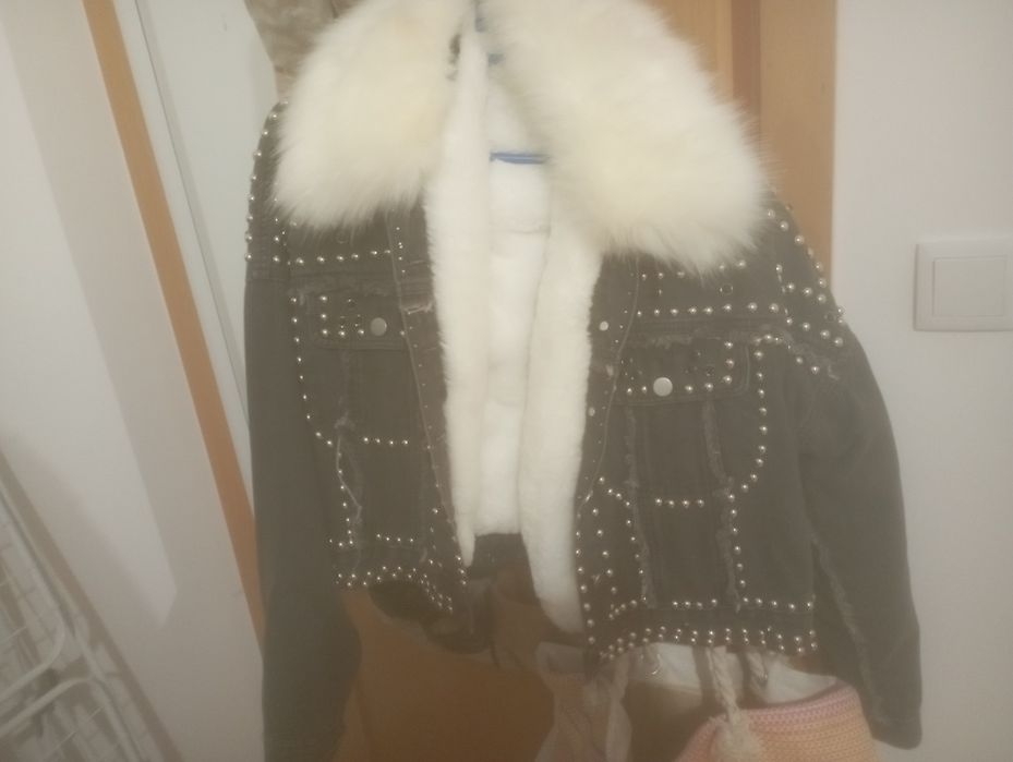 Casaca de ganga oversize com brilhos