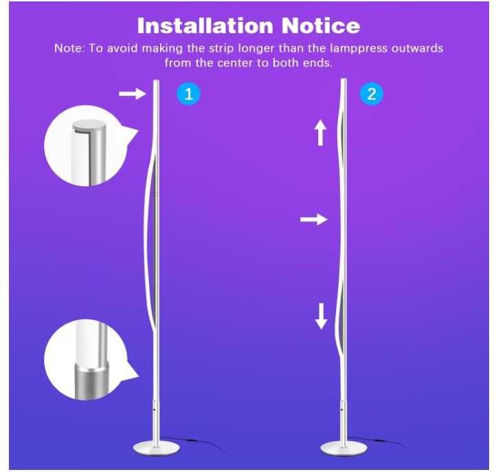 Inteligentna lampa podłogowa 147cm Wifi sterowanie pilotem/aplikacją