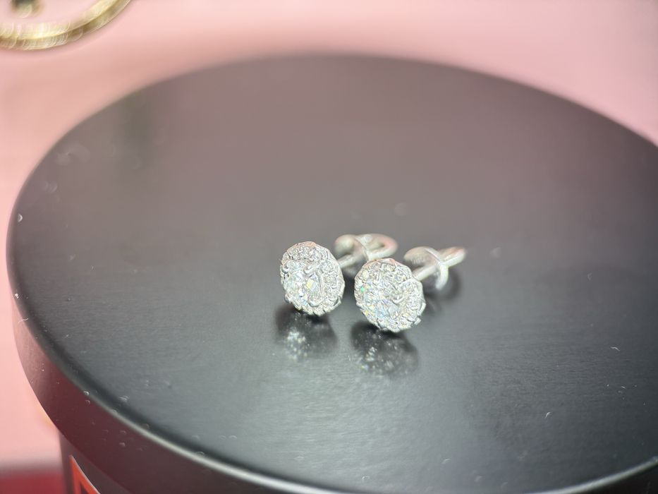 Сережки з діамантами GIA 1.08ct золото 585 бриллианты