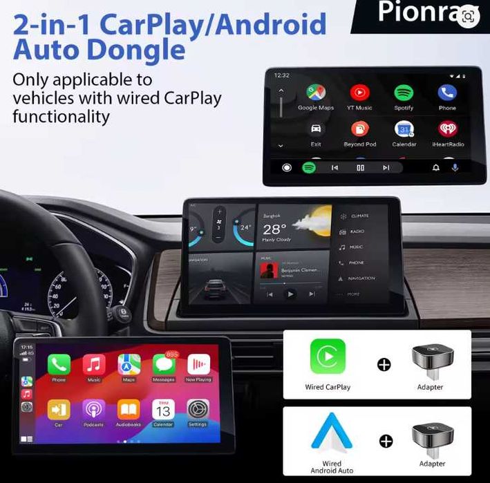 Бездротовий CarPlay і Android Auto. Працює з багатьма авто. ГАРАНТІЯ