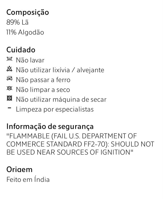 Tapete Lã Espiga 200 x 300 cm Zara Home NOVO