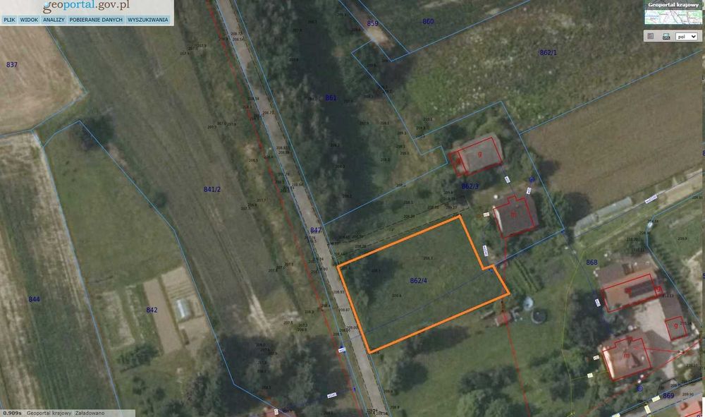 Dwie działki budowlane 34,27 ar oraz 11,51 ar  Wołowice blisko Krakowa