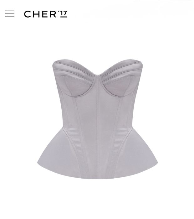 Корсет Cher17 SATIN з імітацією баски сіро-блакитний, розмір М