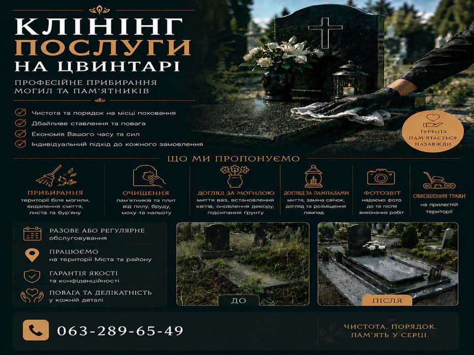 Послуги прибирання на цвинтарі