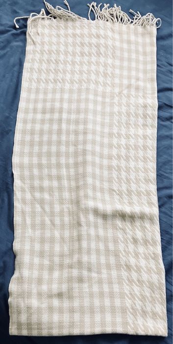 Składana, stylowa chusta beżowo-brązowa krata, InExtenso 100%poliester